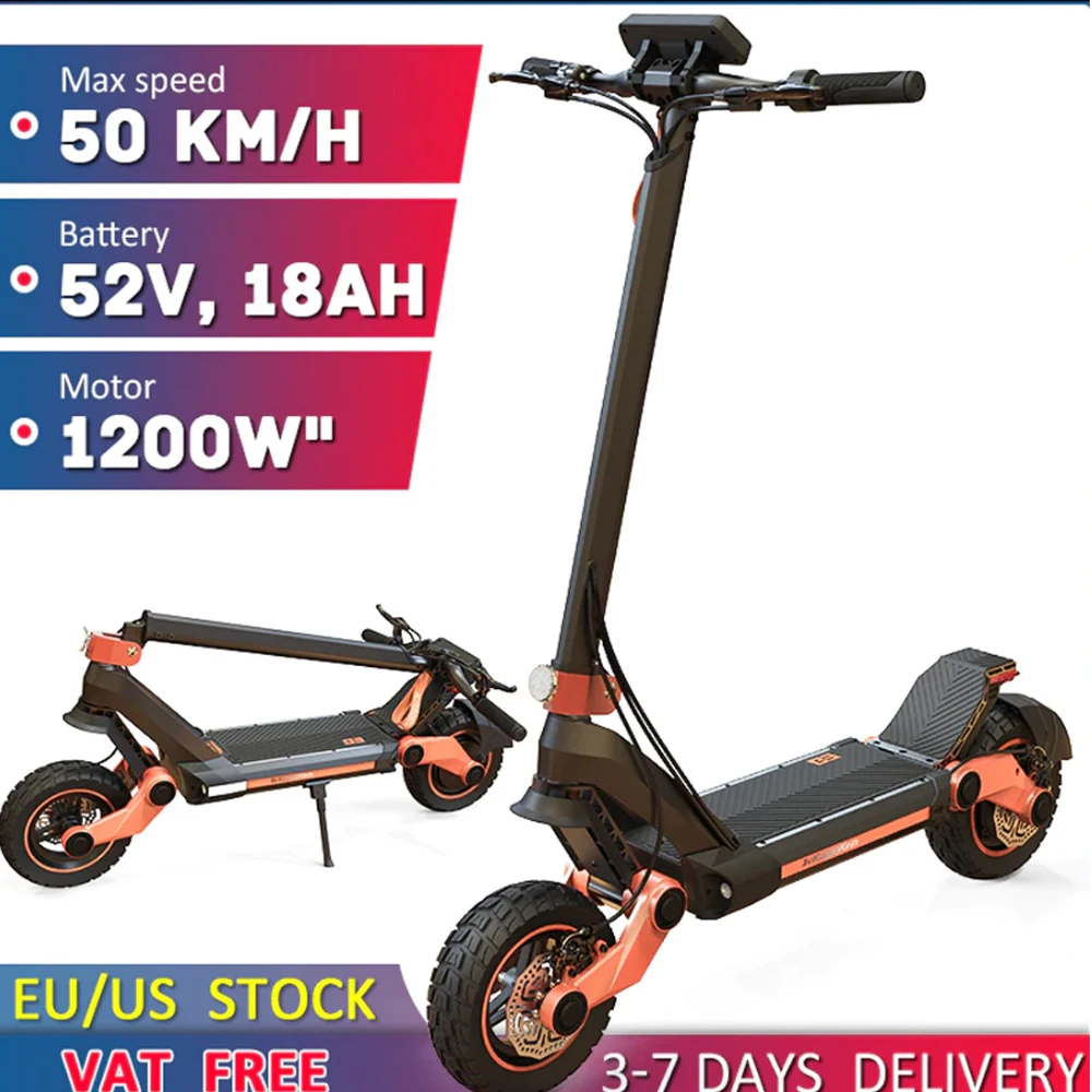 

MEKTENGI G3 Electric Scooter 1200W 52V 18Ah Battery 55KM/H Max Speed 60KM Range 10.5" Off Road Tires Dual Brake Folding Scooter