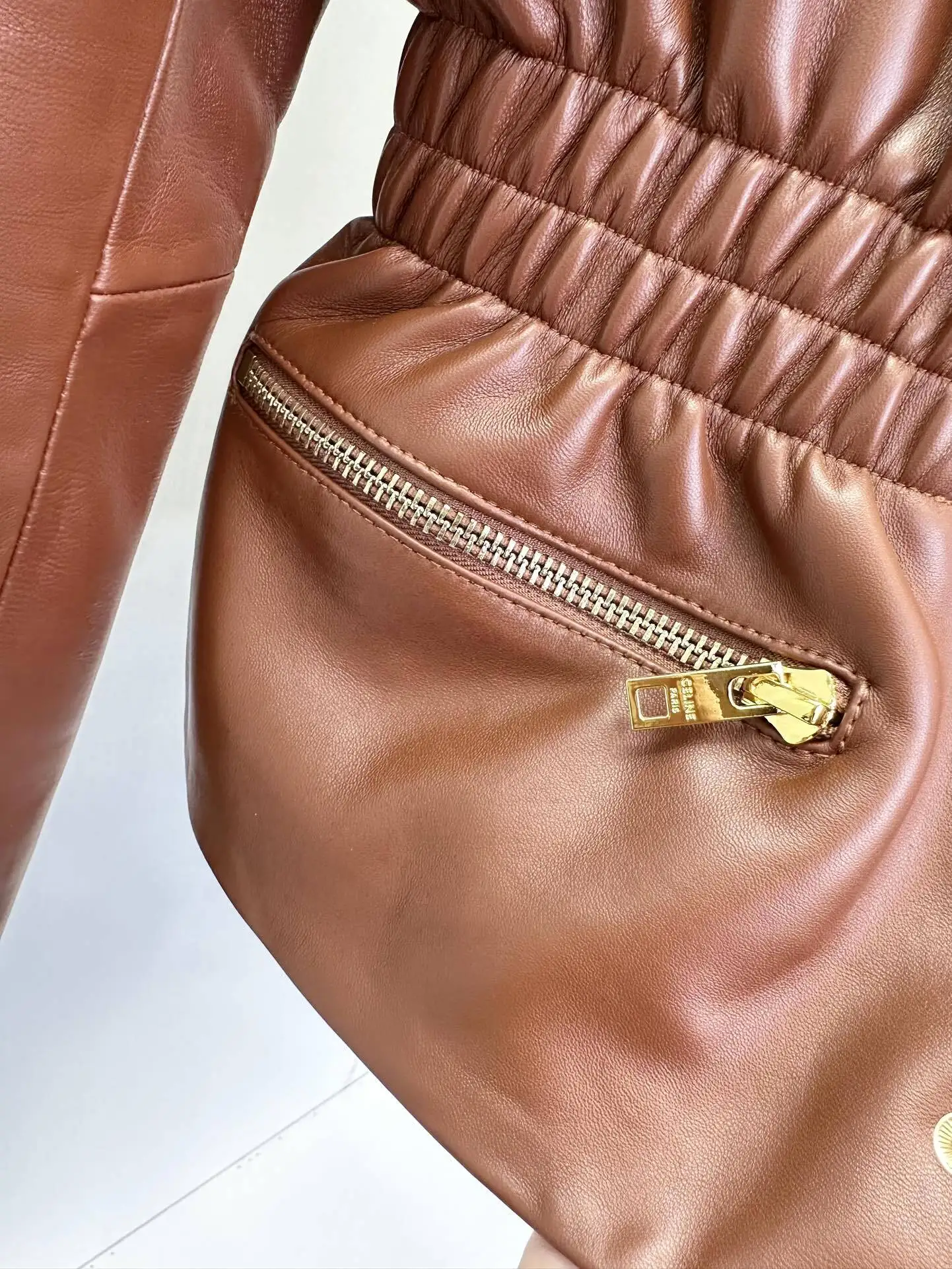 копия 1: 1 Прохладная Женская В Стиле CELINE Весенне-осенняя Из Кожи Мотоциклетная