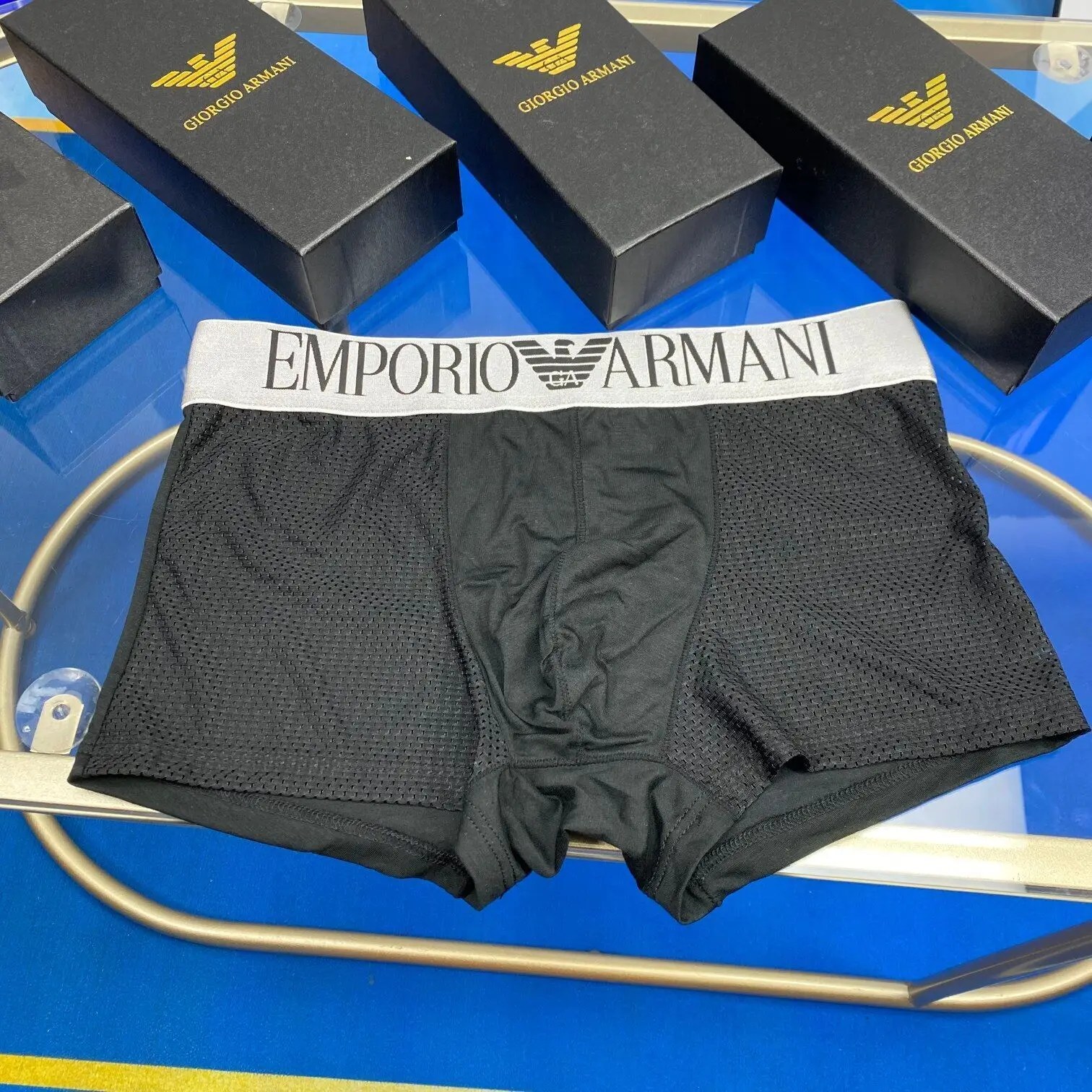Женское белье Emporio Armani с выпуклыми карманными хлопковыми шортами мужские 3