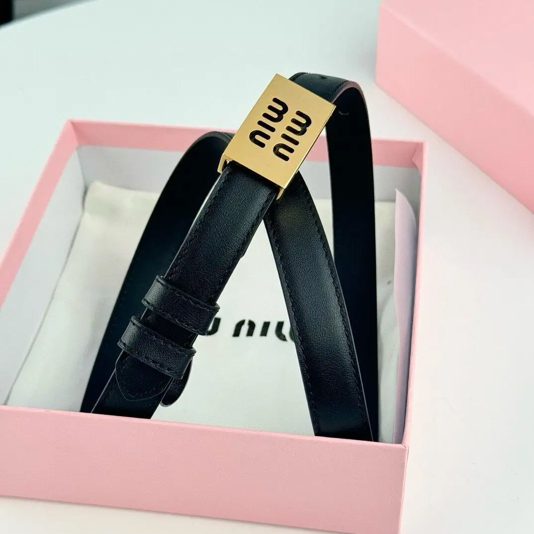 точная копия 1:1 Модный Изысканный Женский Пояс В Стиле MIUMIU Копирующий КлассичесКие Модели 2-сантиметровый Бутиковый Ремень Из ВолоВьей Кожи