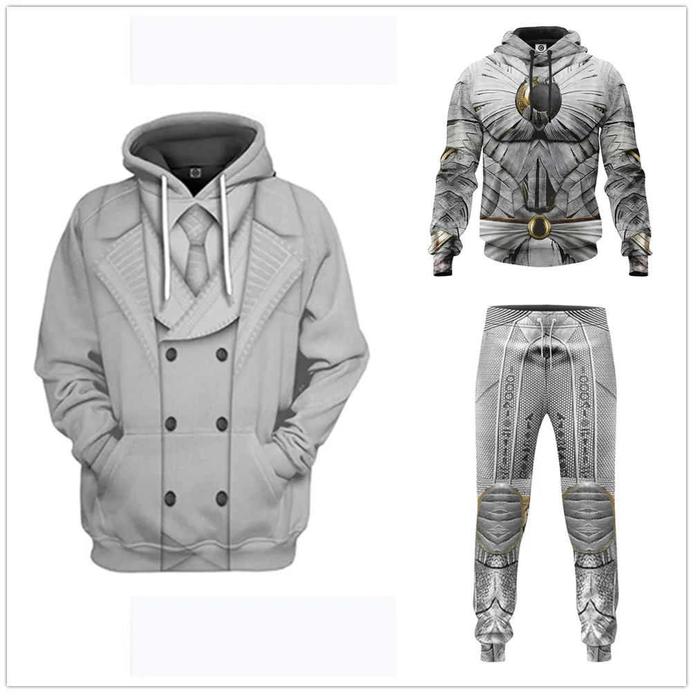 

Худи с капюшоном Moon Cosplay, толстовка для косплея рыцаря, толстовка с капюшоном с 3D принтом, повседневный уличный пуловер, джоггеры, брюки для м...