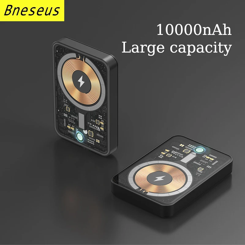 Transparent Magnetic Power Bank 10000mAh External Auxiliary Battery Pack Macsafe Wireless Charger For iPhone 12 13 14 Powerbank