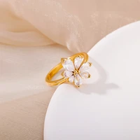 2022 chrysanthemum flower rings clear women luxury crystal fashion fine party wedding round jewelry