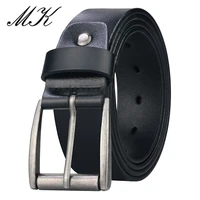 maikun genuine leather mens belt casual vintage design alloy pin buckle second layer leather belt