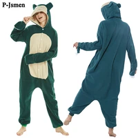 p jsmen snorlax cartoon anime women jumpsuit pajama cosplay costume boy girls pijamas fleece hooded long sleepwear