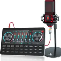 Podcast Equipment Bundle, tenlamp T7 Studio Podcast Microphone with Sound Board Voice Changer Mixer Controller, Live Sound Card