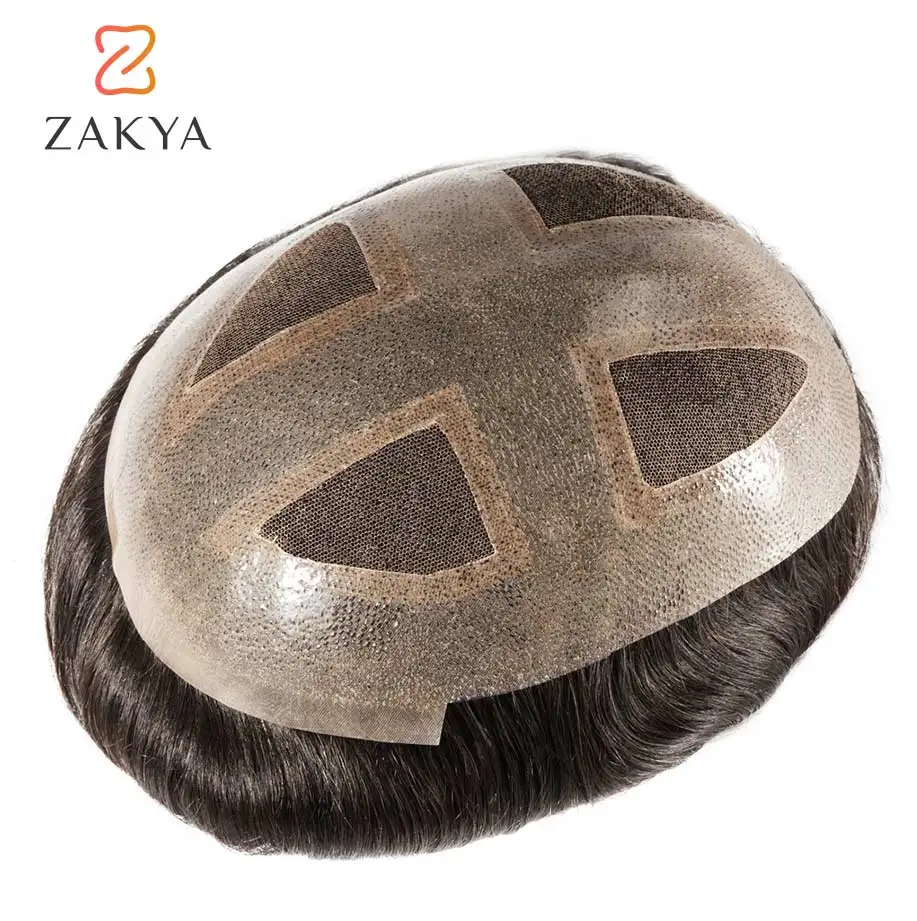 Men Wig Systems Wig Mono & Pu With Lace Front Breathable For Male Men's Capillary Prothesis 100% Indian Human Hair Toupee