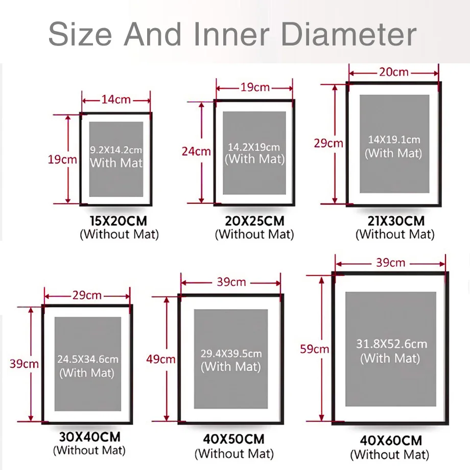 A4 Pictures Photo Prints Poster Canvs Painting Frame Set For Desktop Display Hanging On The Wall |