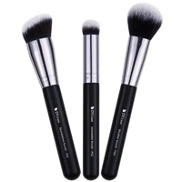 ducare black travel makeup brushes 3pc foundation contour brush concealer brush blusher brush liquid blending makeup brush set