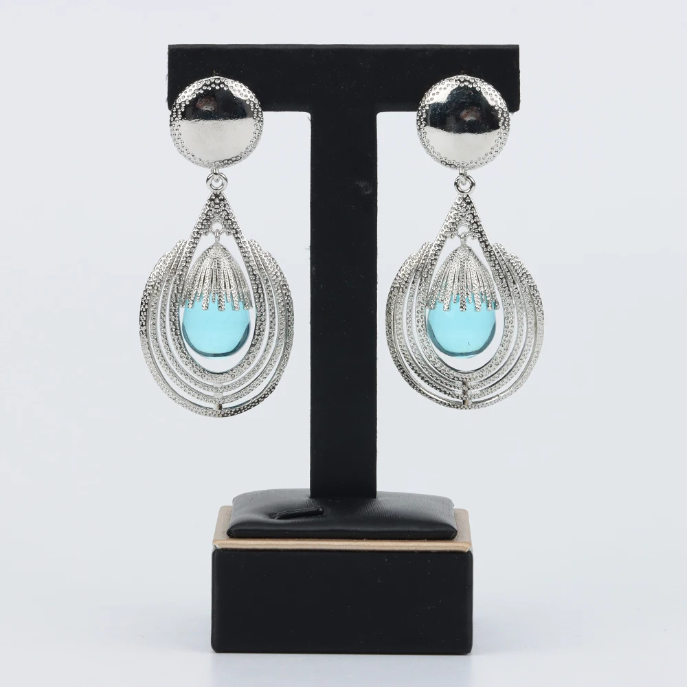 

Dubai Gold Plated Earrings for Women Fashion Jewelry African Red Zircon Water Drop Shape Earrings for Wedding Dinner Party Gift
