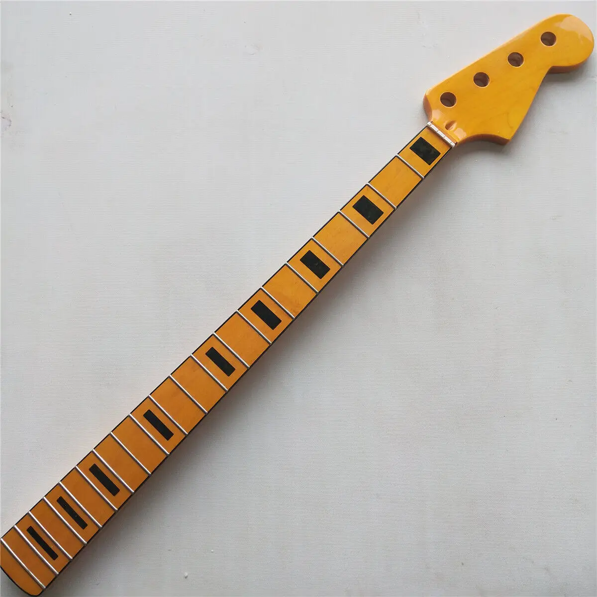 34inch J Bass Guitar Neck Maple 4 string 20 Fret Maple fingerboard inlay Yellow for DIY New Replacement 1 set enlarge