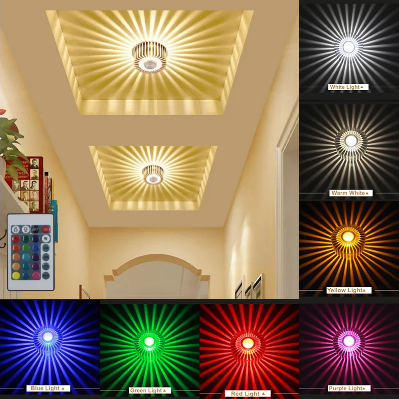 

3W Dimmable RGB LED Wall Light Effect Colorful Interior Wall Lamp With Remote Controller For Party Bar Lobby KTV Home Decoration