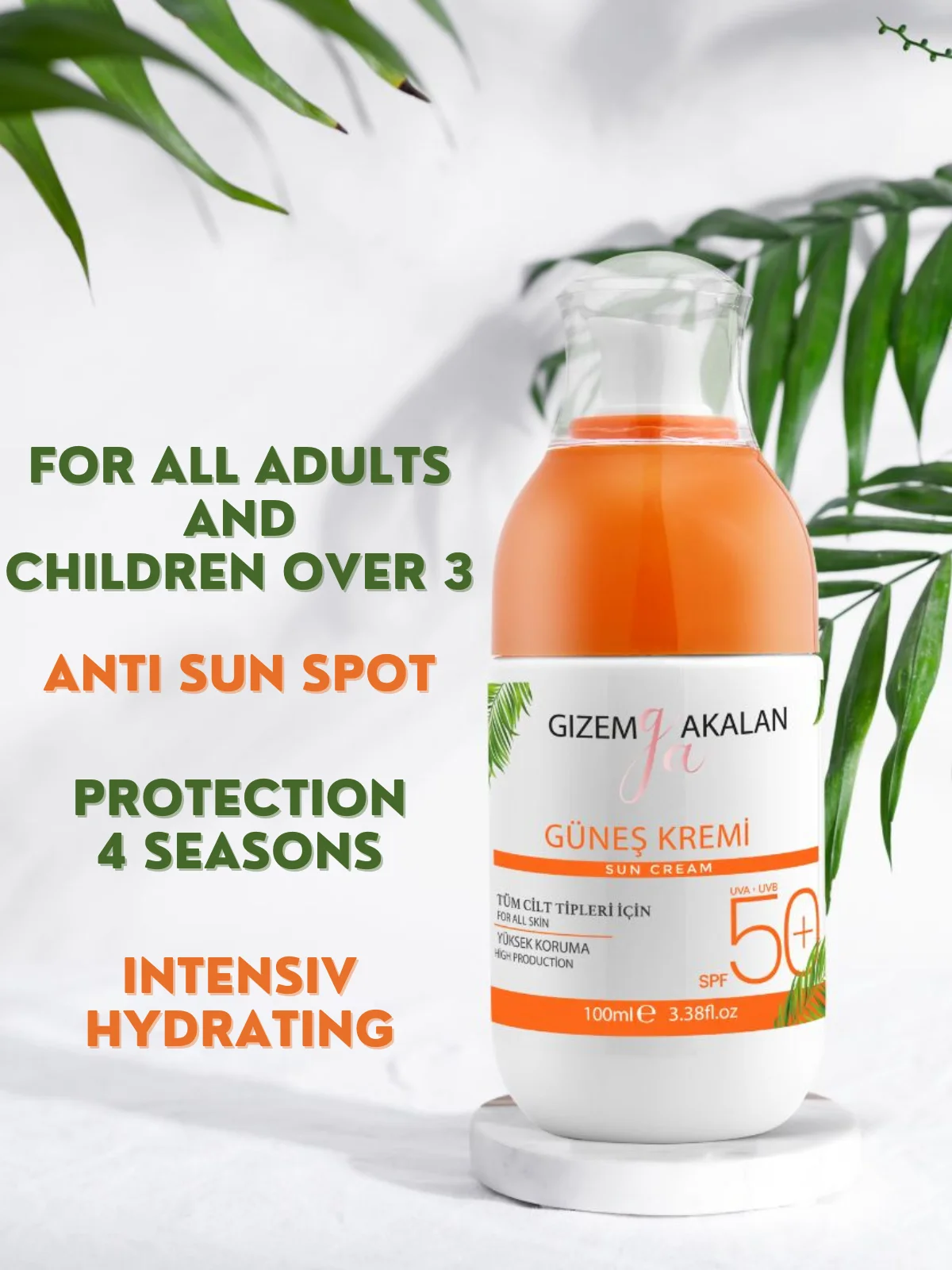 Gizem Akalan Sun Cream Spf 50+ 100 ML Anti Sun Spot Solar Protection Water Resistance For Adults And Kids Very High Protection enlarge