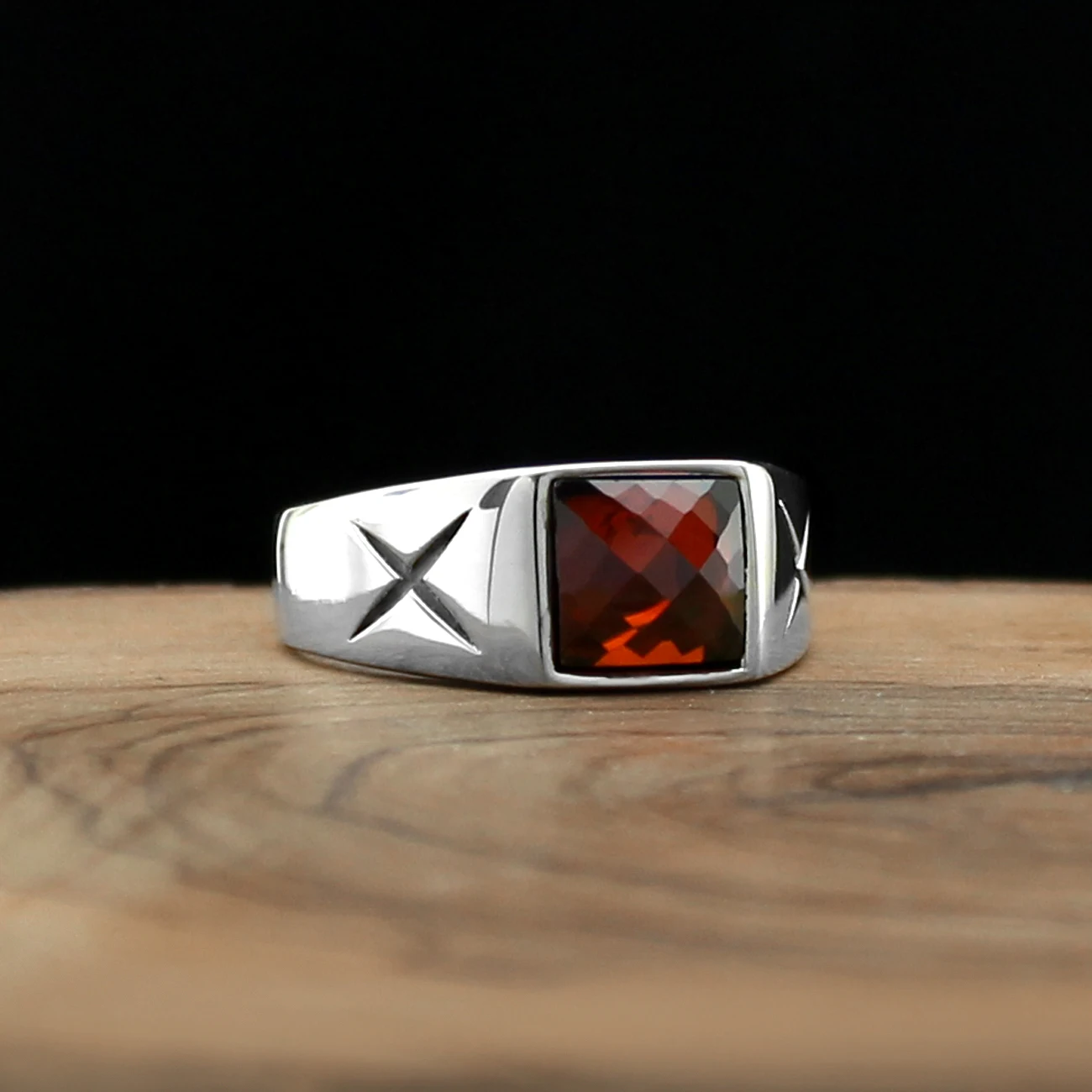 Turkey Jewelry Real Pure 925 Sterling Silver Natural Zircon Stone Ring For Men Women High quality Handmade Fashion Vintage Retro Gift Agate Onyx Turkish Style Accessory