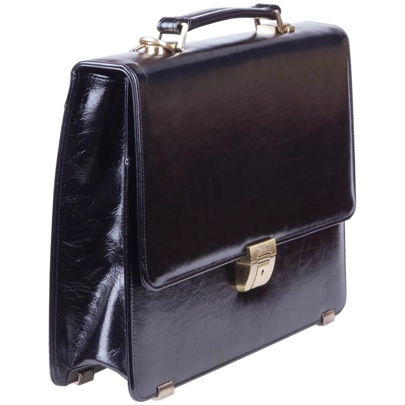 Черная кожаная портфель Delucci Calypso с одним отделением hkn_02001.