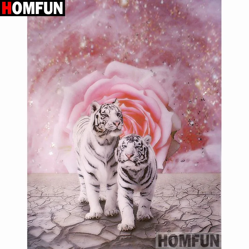 

Алмазная 5D Вышивка HOMFUN «Тигр», «сделай сам», полноформатная вышивка крестиком, круглые/квадратные, для домашнего декора
