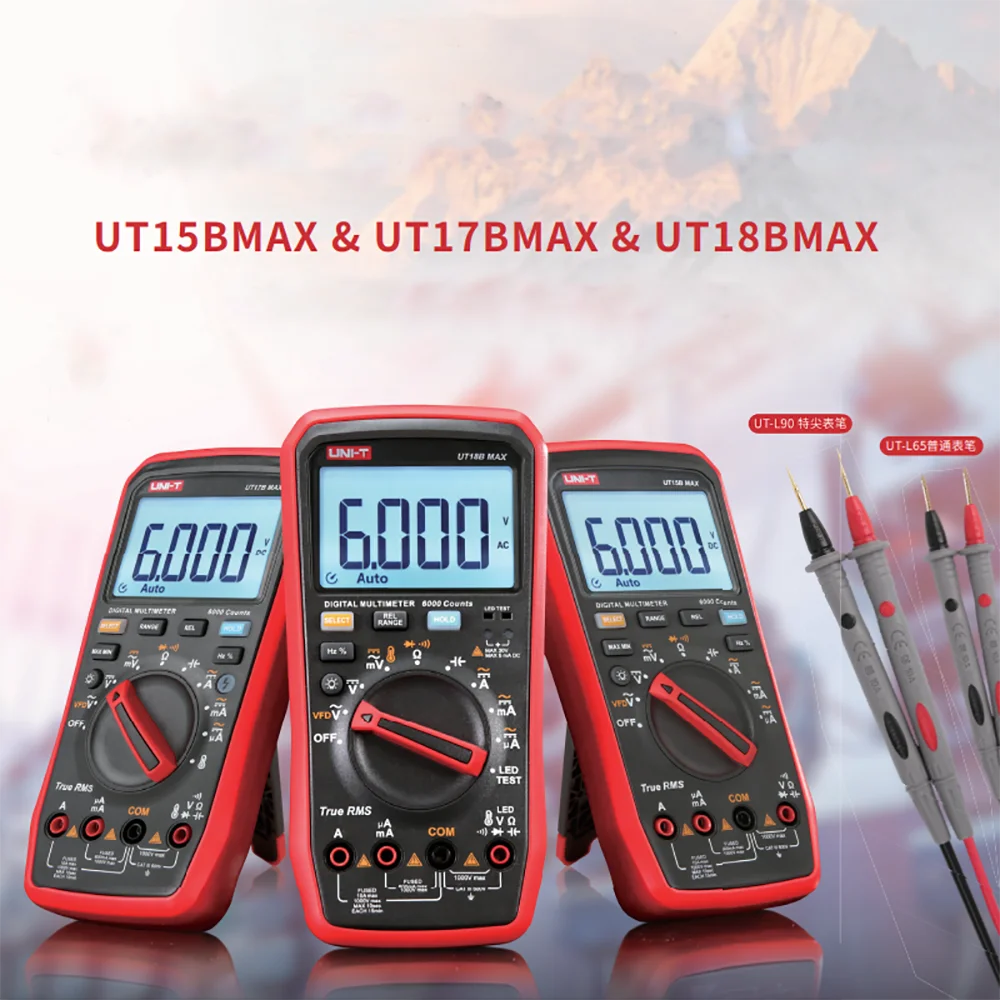 

UNI-T UT15BMAX UT17BMAX UT18BMAX True RMS Digital Multimeter Compact design VFD Anti-interference Mistest Protection