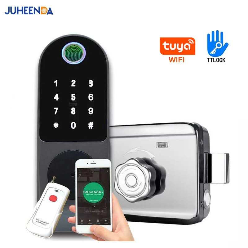 TTLock Waterproof Fingerprint Smart Door Lock Tuya WIFI APP Unlock Fechadura Password Lock IC-Card Security Metal Gate Door Lock