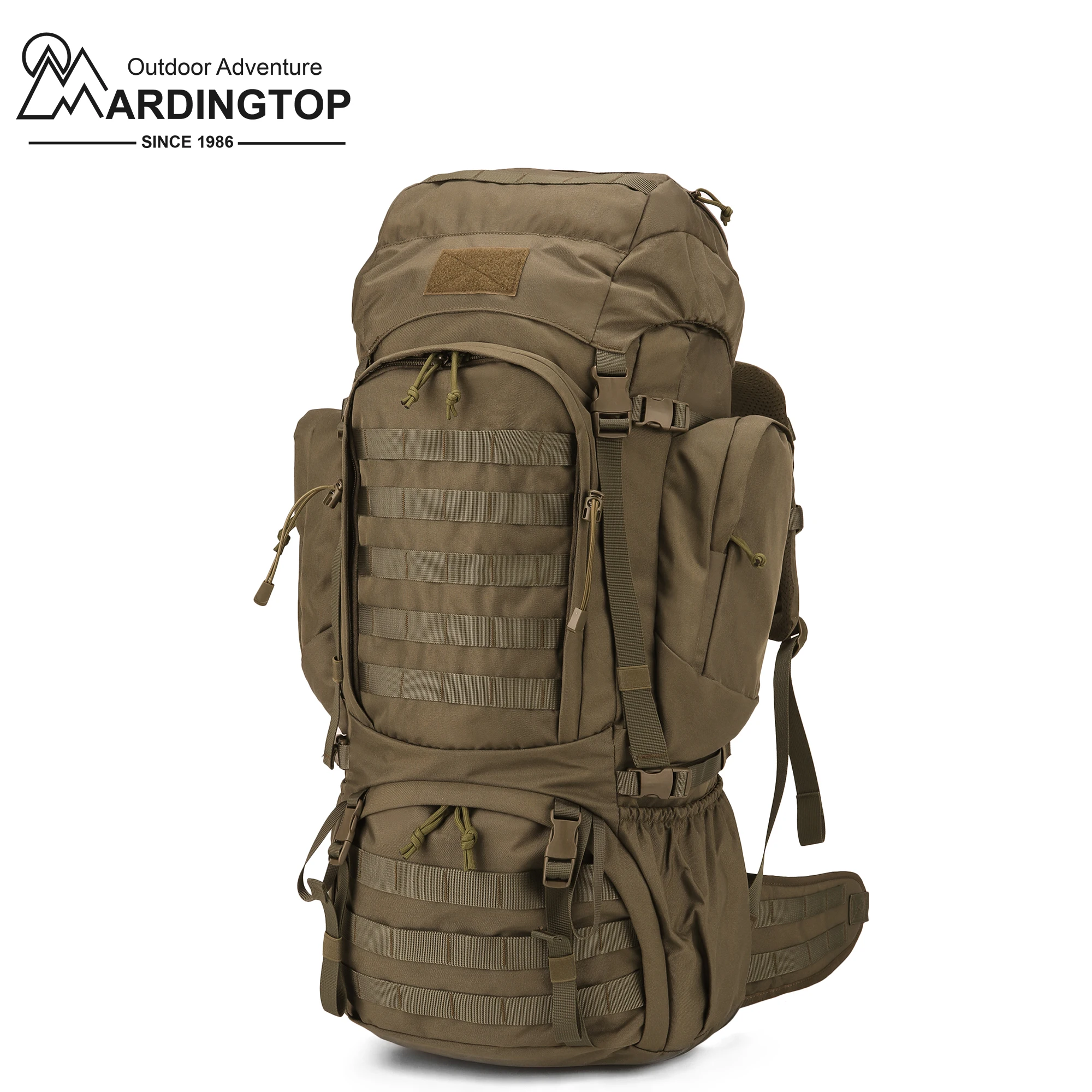 Mardingtop 60L Molle 600D Polyester Hiking Internal Frame Backpacks with YKK Zippers Rain Cover for Camping Bushcraft Military