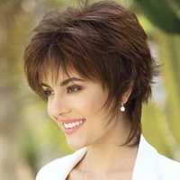 huaya short straight wigs brown synthetic hair wigs with bangs for women daily cosplay heat resistant natural hair wigs