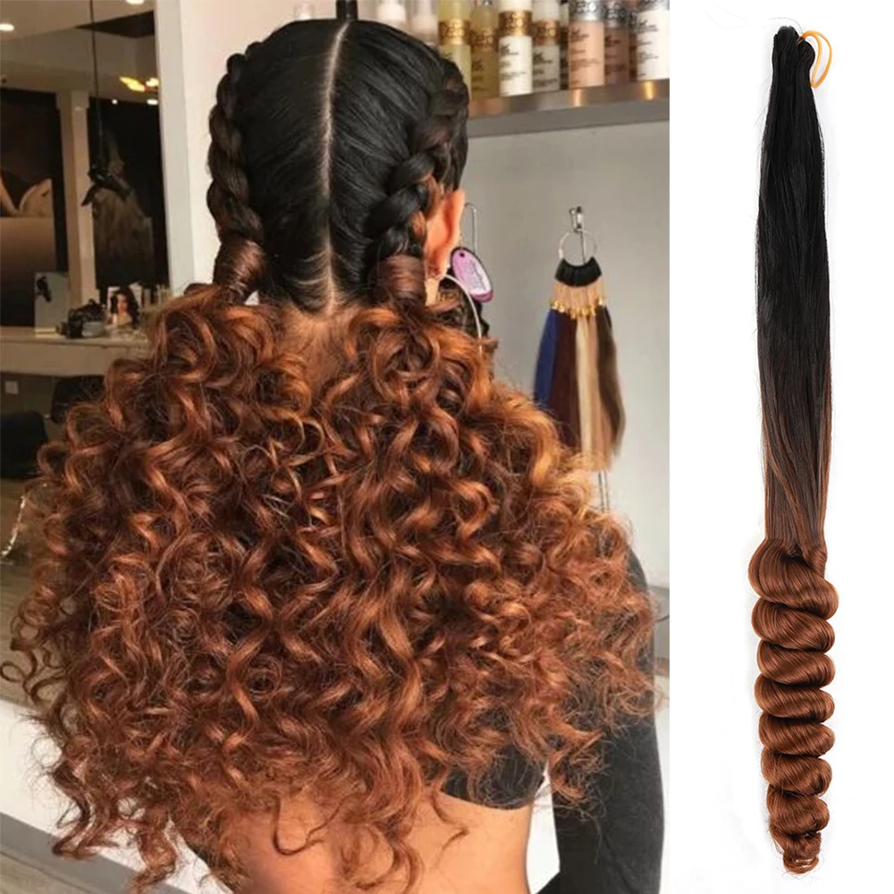 Extensions de cheveux synthétiques  bouclées  ondulées  Passion  ombré gingembre  Crochet  printemps