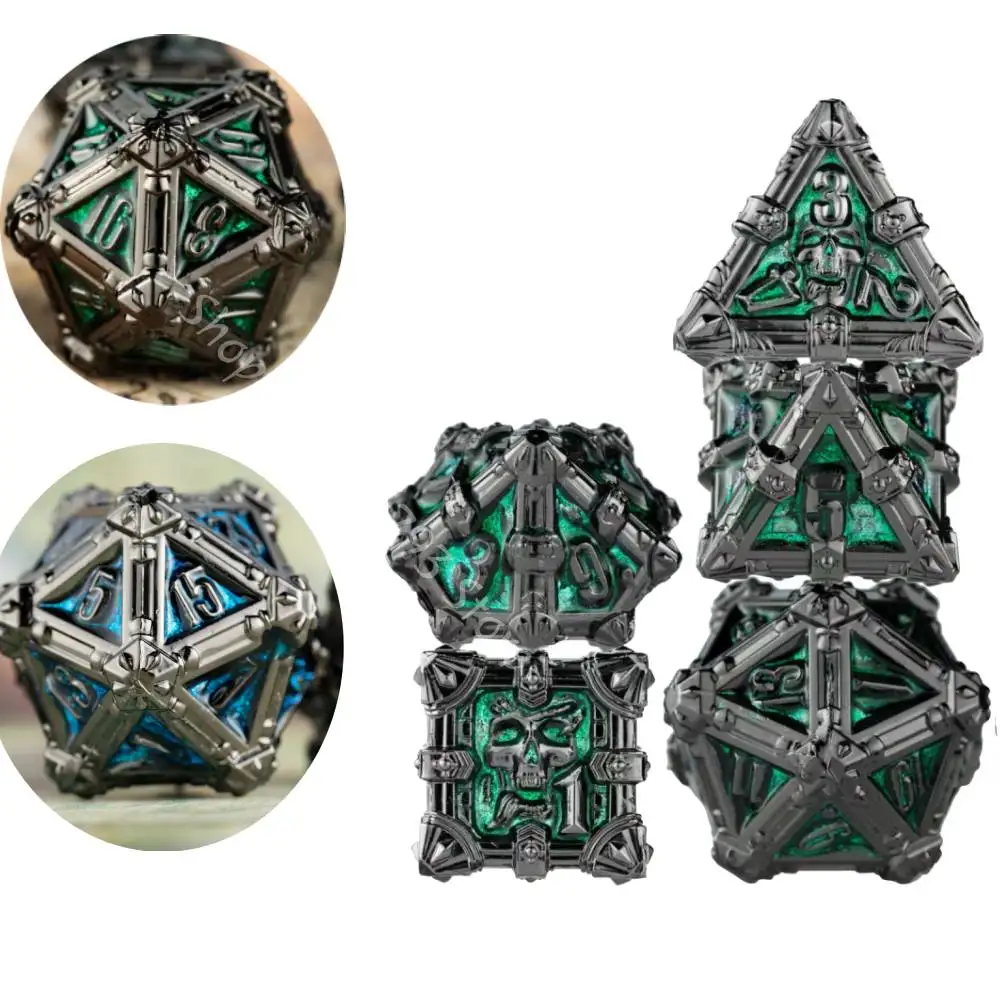 Набор кубиков с черепом Cube DND Dice Блестящие металлические кости острыми краями