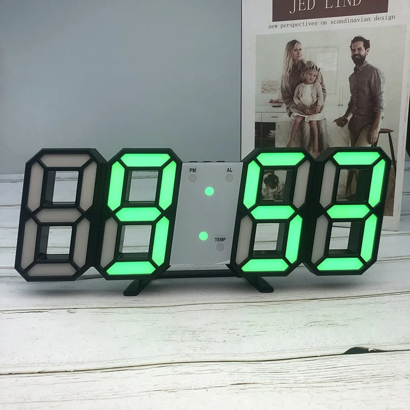 3D светодиодный цифровые часы будильник настенные в скандинавском стиле