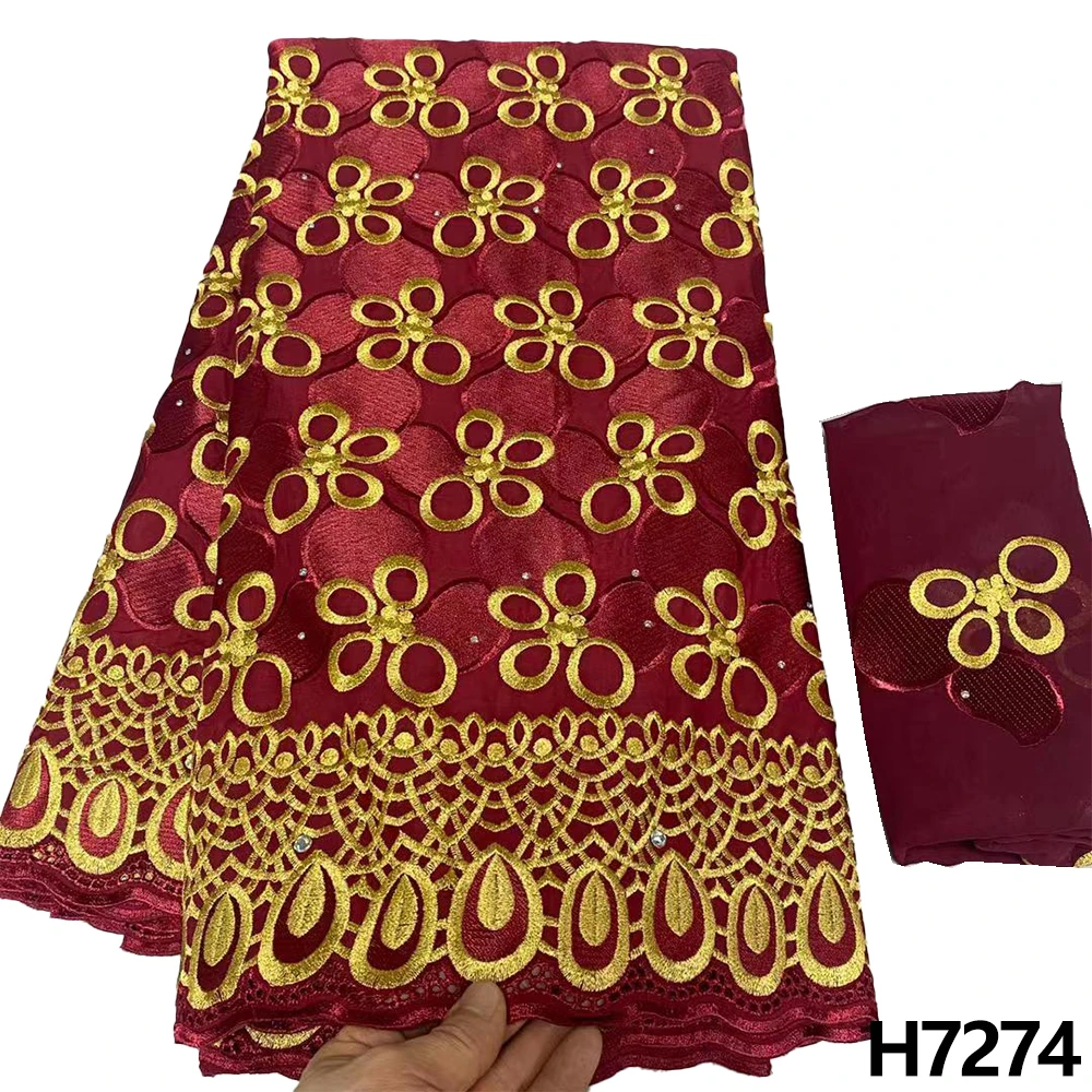 

5+2 Yard Cotton Swiss Lace Fabric With Scarf 2022 Latest High Quality Red Swiss Voile Dry Lace In Switzerland For Wedding HJ7274