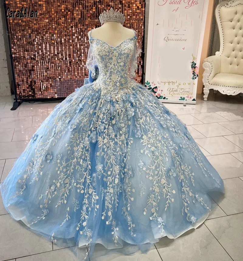 

Cara&Alan Luxury vestidos de 15 años 2022 Quinceanera Dresses Sweet 16 Lace Applique Mexican Girls XV Prom Gowns