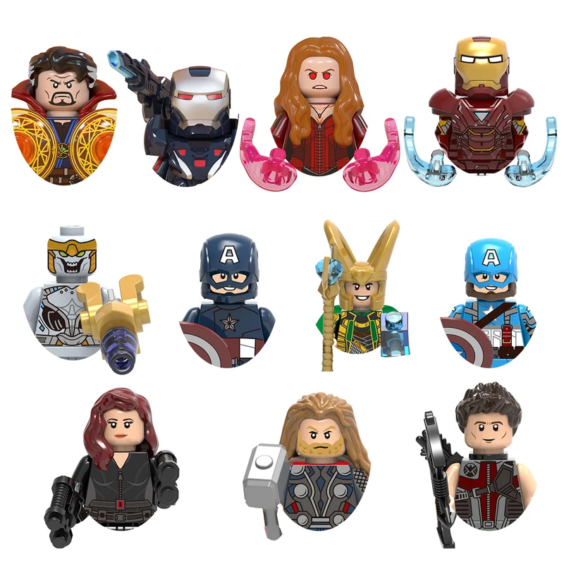 Figuras de acción de los vengadores de Disney, Thor, Ant-Man, Wasp, Doctor extraño, minifiguras de acción, bloques de construcción, juguetes de montaje para niños