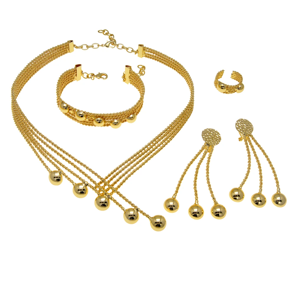 Ювелирные наборы для женщин браслеты серьги кольца покрытые 24-каратным