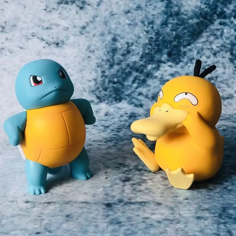 

10cm PVC Pokemon Anime Squirtle Obscene Psyduck Figure Toys for Children Kawaii Car Desktop Ornament Collection Statue