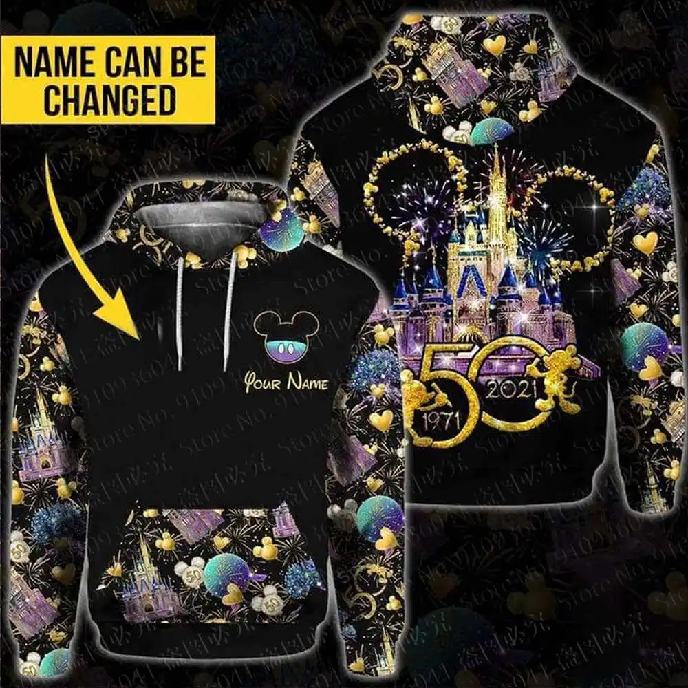 

Customize your name Mickey Mouse 50th Anniversary men women 3D Print High quality Fleece Zipper/ Hoodies Pullover Tops