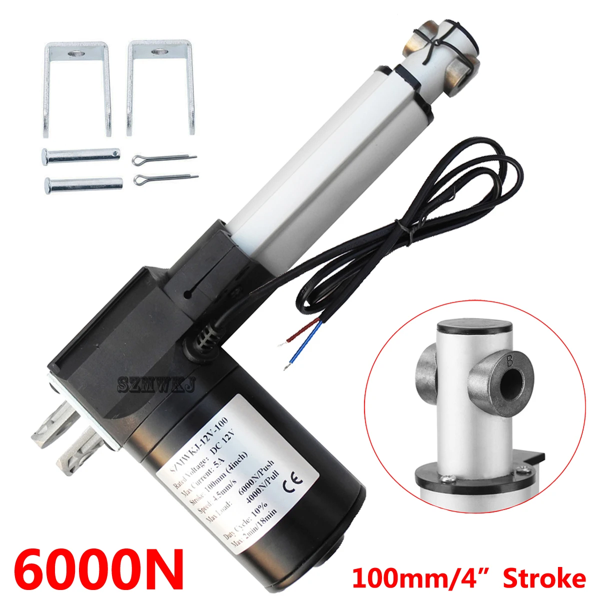 

DC 12V Multi-function 100mm 4" Stroke Linear Actuator Motor 6000N 1320lbs Max Lift Auto Car RV Door Opener Bed Lift Table Tools