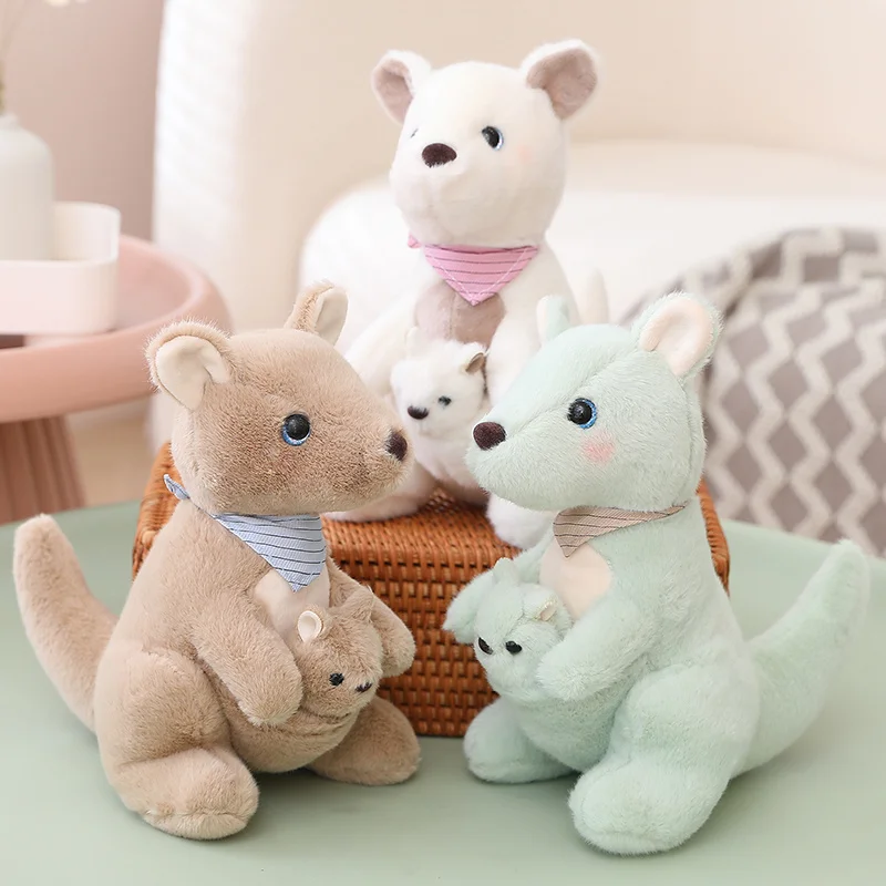 

New Cute Creative Mother and Child Kangaroo Doll Plush Toy Soft Animal Stuffed Plush Doll For Baby Gift