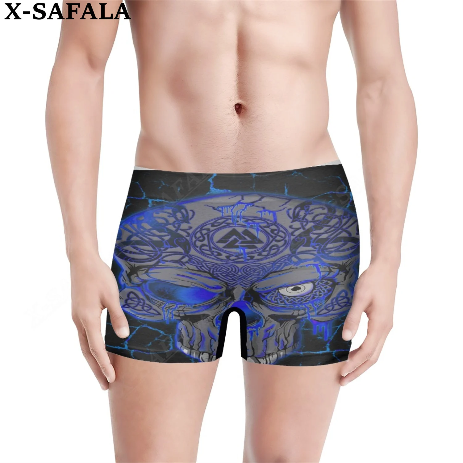 

Skull Viking Blue 3D Print Mens Underwear External Shorts Seamless Pants High Elastic Swimwear Beach Swimming Trunks Comfortable
