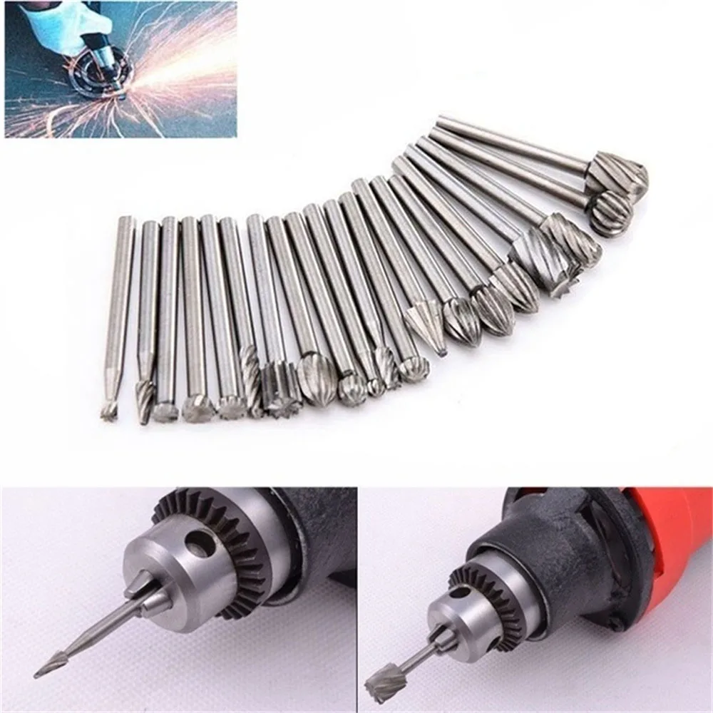 

6/10/20pcs HSS Rotary Milling Rotary File Cutter Carbide Rotary Woodworking Carving Carved Knife Cutter Tools Wood Drill