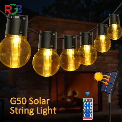 Гирлянсветильник на солнечной батарее s, G50/G40, гирлянда для внутреннего дворика вечерние светильник ничная гирлянда для сада, рождественски...
