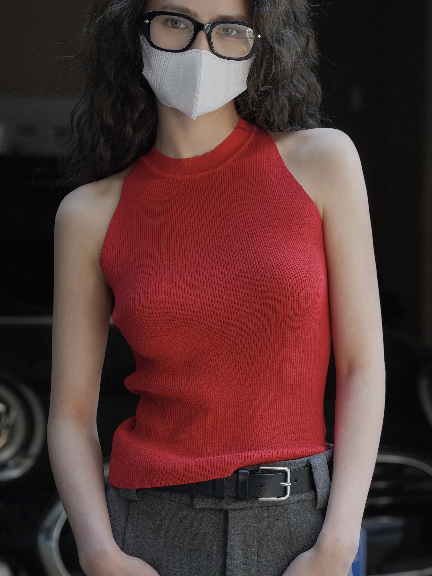 

New woman beautiful pretty short elegant top with elegant line of shoulders
