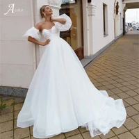 grace strapless wedding dress with puffy sleeves tulle ball gown wedding dresses simple beach vestidos de novia