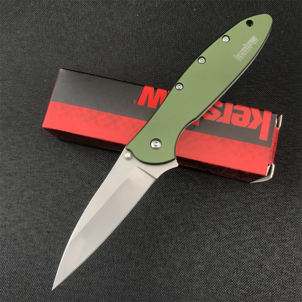 

Kershaw 1660OL Ken Onion Leek Assisted Flipper Knife 2.9" Bead Blast Plain Blade OD Green Handles Tactical Pocket Folding EDC
