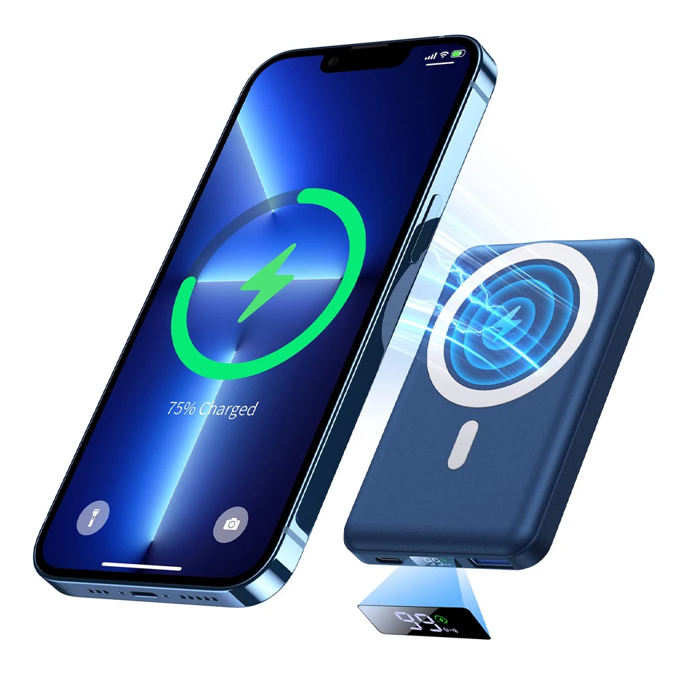 

10000mAh MaxSafe Magnetic Wireless Power Bank Qi 15W PD 20W Fast Chargers Portable External For iPhone 12 13 14 Pro Max Mini