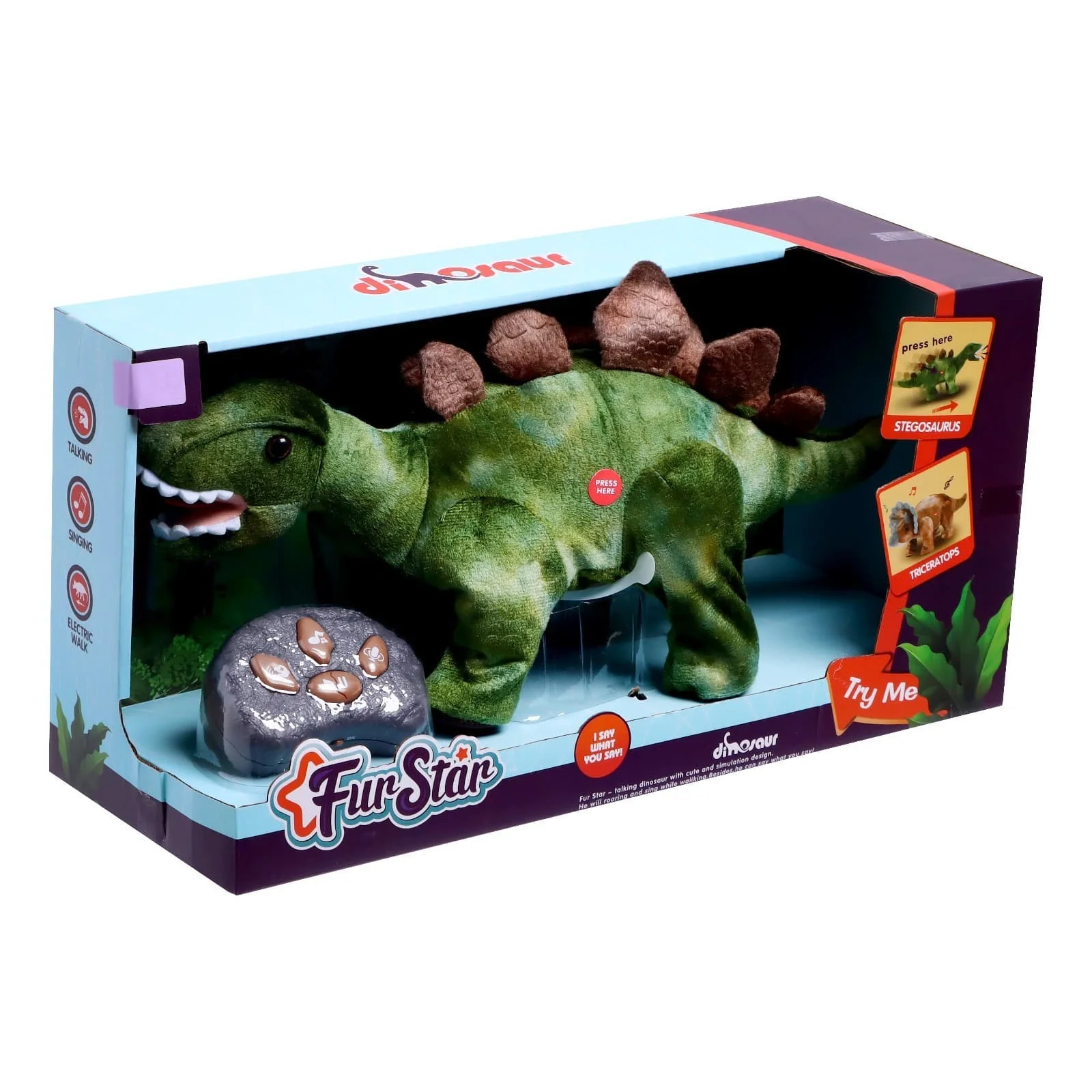 Динозавр радиоуправляемый &quotСтегозавр&quot из текстиля работает от батареек 7069580