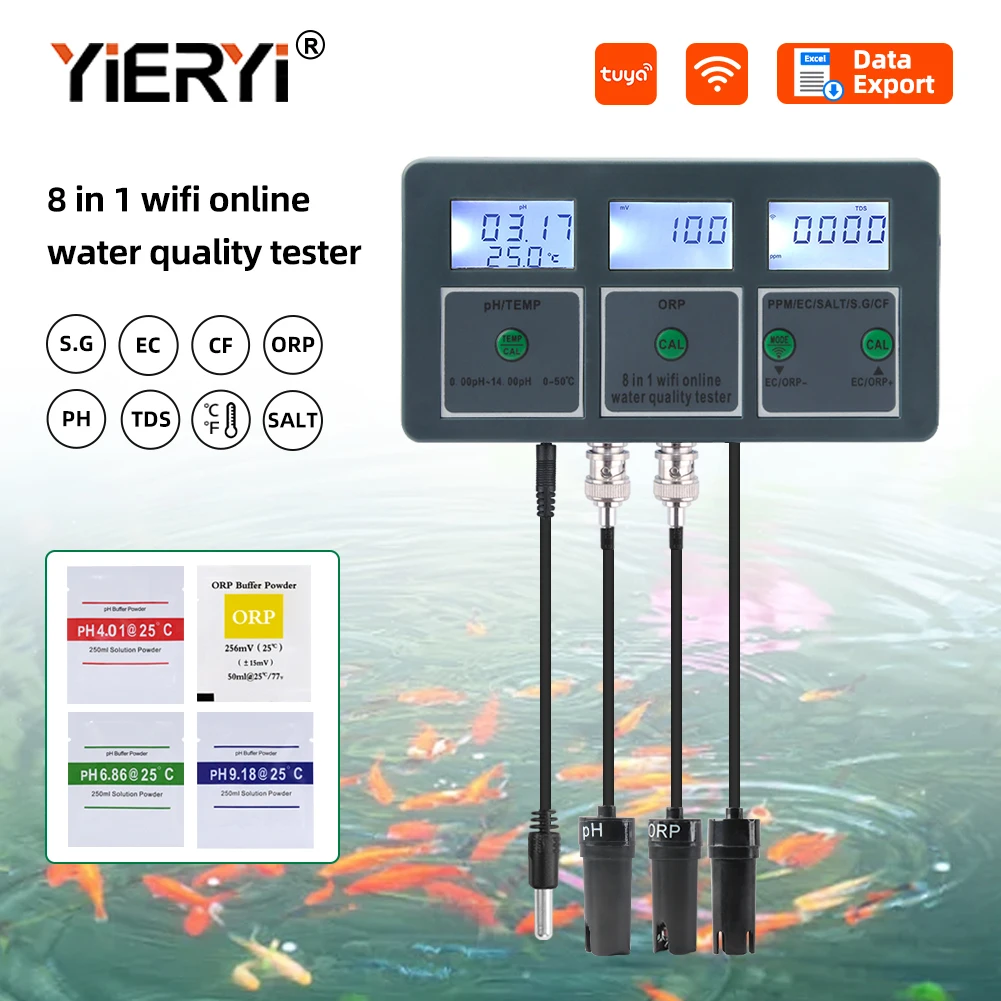 

Yieryi 8-в-1 умный тестер качества воды