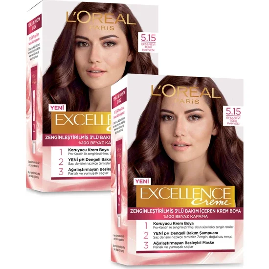 

L'Oréal Paris Excellence Creme Hair Color 5.15 Legendary Turkish Brown x 2