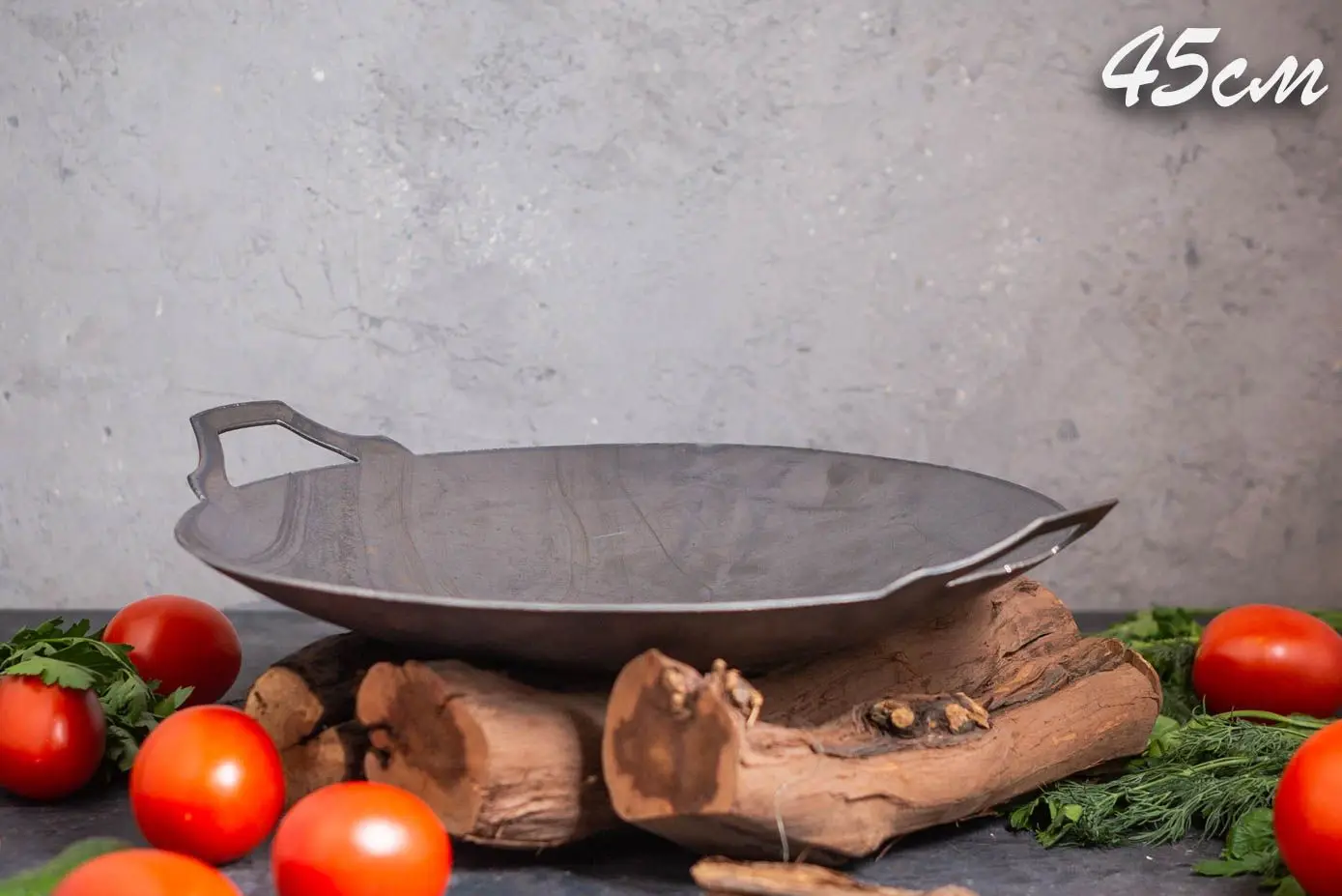 Сковорода Садж из стали 45 см с подставкой Карфаген