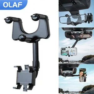 360 Degree Rearview Mirror Car Phone Holder Mount Universal Rotating Adjustable Car Mobile Support G