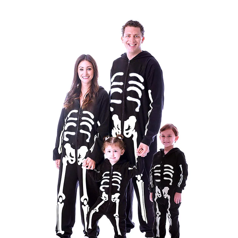 Family Kigurumi Pajamas Skeleton Onesie Cosplay Costume Pajamas For Kids and Adults