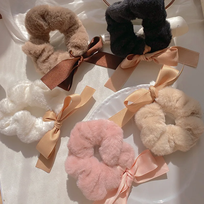 

Fashion Fluffy Warm Autumn Winter Elastic Hair Rope Bowknot Gift Jewelry