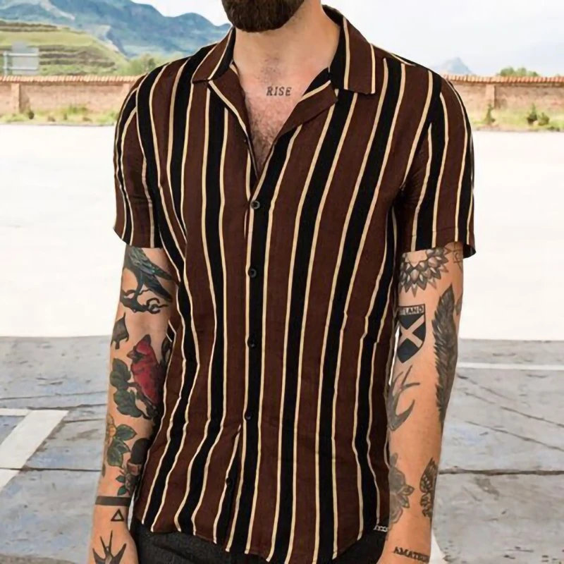 

2022 Summer T -shirts European And American Hip -hop Series Digital 3d Simple Striped Printed Men's Street Short Sleeve Shirts